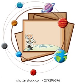 Brown papers with solar system and astronaut theme