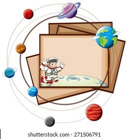 Brown papers with solar system theme on white background