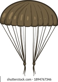 brauner Fallschirm, Illustration, Vektorgrafik auf weißem Hintergrund.