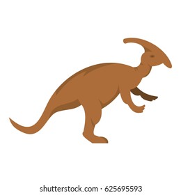 Brown parazavrolofus dinosaur icon flat isolated on white background vector illustration