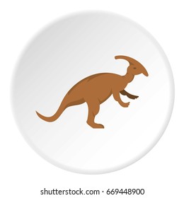 Brown parazavrolofus dinosaur icon in flat circle isolated on white background vector illustration for web