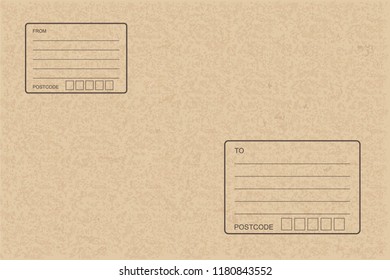 Brown parcel paper with blank area for address. Abstract background for online shopping. Vector illustration.