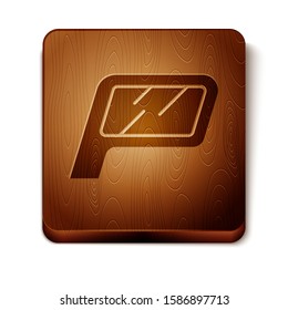 Brown Parking icon isolated on white background. Street road sign. Wooden square button. Vector Illustration