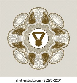 Brown passport emblem. with medal icon inside