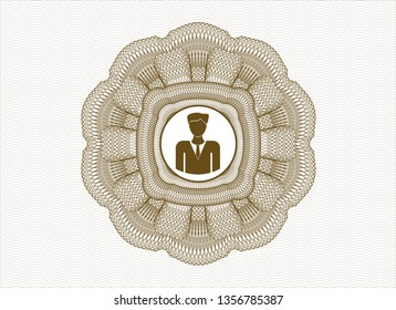 Brown passport money rosette with businessman icon inside