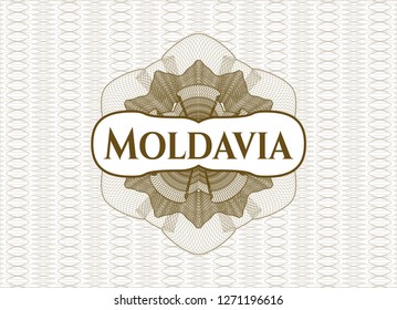Brown passport money rosette with text Moldavia inside