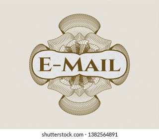 Brown passport money rosette with text Email inside