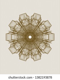 Brown passport money rosette. Vector Illustration. Detailed.