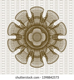 Brown passport money rosette. Vector Illustration. Detailed.