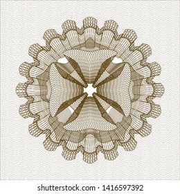 Brown passport money rosette. Vector Illustration. Detailed.