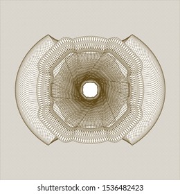Brown passport money rosette. Vector Illustration. Detailed.