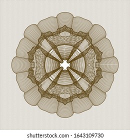 Brown passport money rosette. Vector Illustration. Detailed.