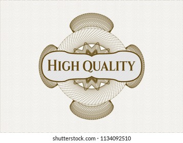 Brown passport money rossete with text High Quality inside