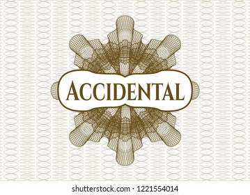 Brown passport money rossete with text Accidental inside