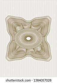 Brown passport money style rosette. Vector Illustration. Detailed.