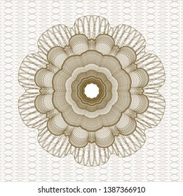 Brown passport money style rosette. Vector Illustration. Detailed.