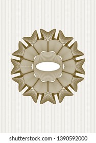 Brown passport money style rosette. Vector Illustration. Detailed.