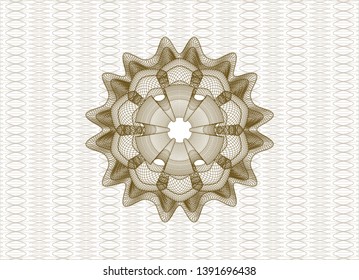 Brown passport money style rosette. Vector Illustration. Detailed.