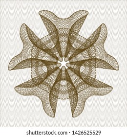 Brown passport money style rosette. Vector Illustration. Detailed.