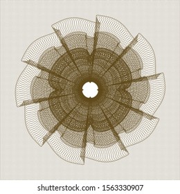 Brown passport money style rosette. Vector Illustration. Detailed.