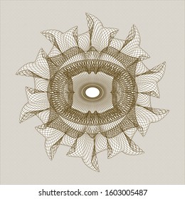 Brown passport money style rosette. Vector Illustration. Detailed.