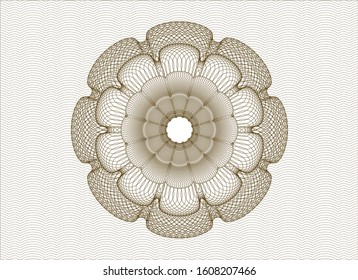 Brown passport money style rosette. Vector Illustration. Detailed.