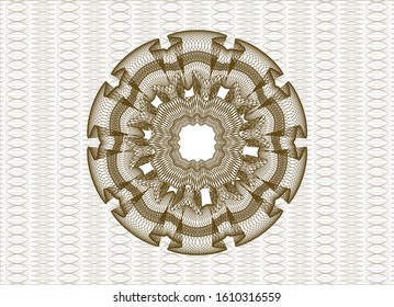 Brown passport money style rosette. Vector Illustration. Detailed.