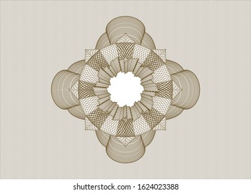 Brown passport money style rosette. Vector Illustration. Detailed.