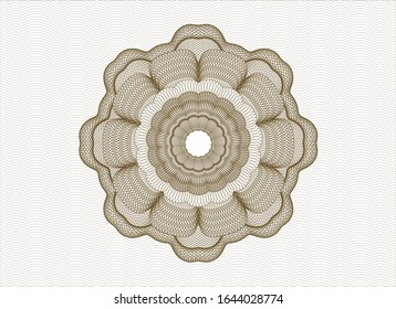 Brown passport money style rosette. Vector Illustration. Detailed.