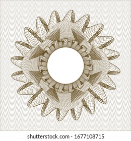 Brown passport money style rosette. Vector Illustration. Detailed.