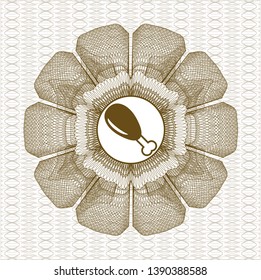 Brown passport rosette with chicken leg icon inside