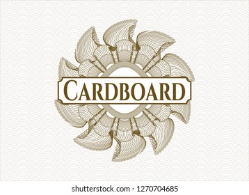 Brown passport rosette with text Cardboard inside