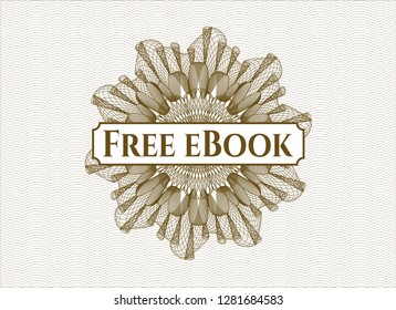 Brown passport rosette with text Free eBook inside
