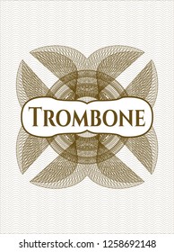 Brown passport rosette with text Trombone inside