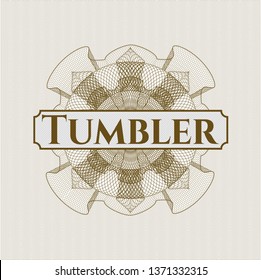 Brown passport rosette with text Tumbler inside