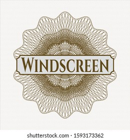 Brown passport rosette with text Windscreen inside