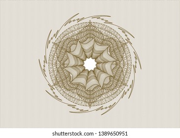 Brown passport rosette. Vector Illustration. Detailed.