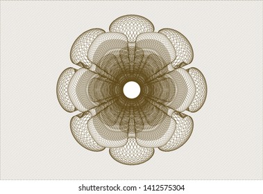 Brown passport rosette. Vector Illustration. Detailed.