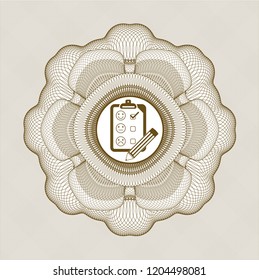 Brown passport rossete with customer feedback icon inside