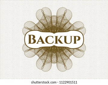 Brown passport rossete with text Backup inside