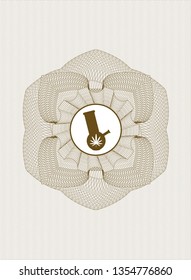 Brown passport style rosette with bong of marijuana icon inside