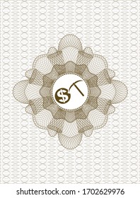 Rosette estilo pasaporte marrón. con icono de minería de moneda criptodivisa dentro