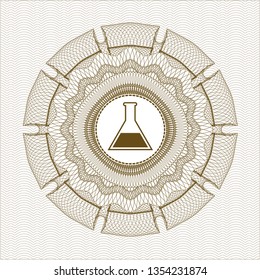 Brown passport style rosette with test tube icon inside