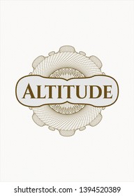 Brown passport style rosette with text Altitude inside