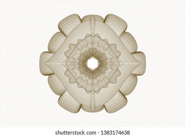 Brown passport style rosette. Vector Illustration. Detailed.