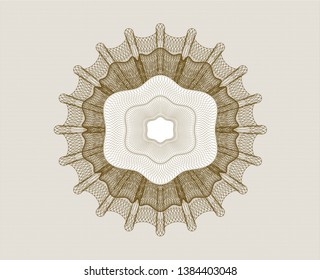 Brown passport style rosette. Vector Illustration. Detailed.