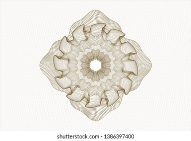 Brown passport style rosette. Vector Illustration. Detailed.