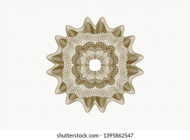 Brown passport style rosette. Vector Illustration. Detailed.