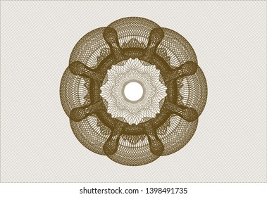 Brown passport style rosette. Vector Illustration. Detailed.