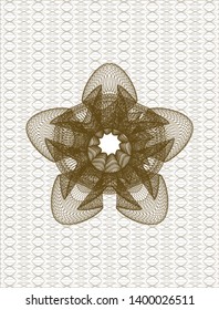 Brown passport style rosette. Vector Illustration. Detailed.